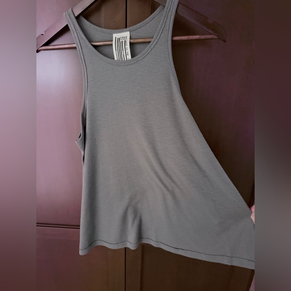 Free People We The Free Ribbed Tank Top Flowy Gray M